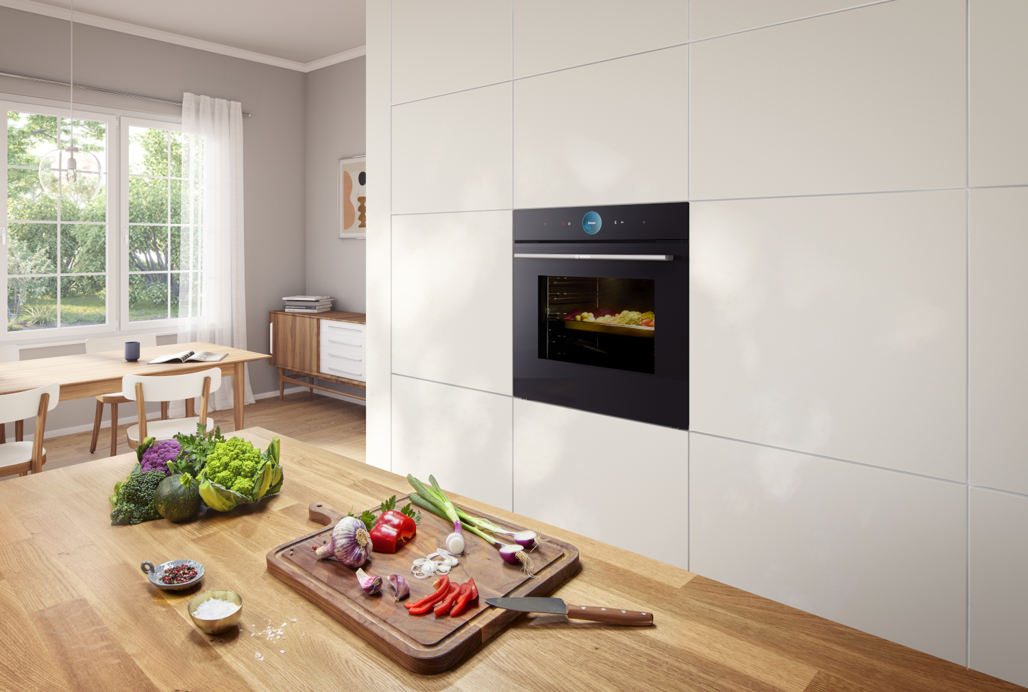 Bosch Backofen Küche Gemüse Schneidebrett